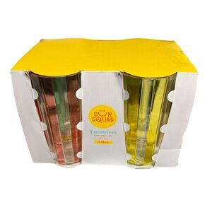 Sun Squad Tumblers 4 Pack Multicolor BPA Dishwasher Safe Plastic Drinking Cups